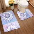 thumbnail image 2 of Yiaed Round Snow Merry Christmas Print Bathroom Mat Set 2 Pieces Mat Anti-Skid Pad Ultra Soft and Absorbent Bathroom Bath Mat Contour Bath Rugs for Toilet Base, 2 of 6