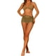 thumbnail image 2 of Conjuntos de bikini con anillo y halter para mujeres, traje de baño de 3 piezas con falda de malla con cordón, marrón claro medio, 2 of 5