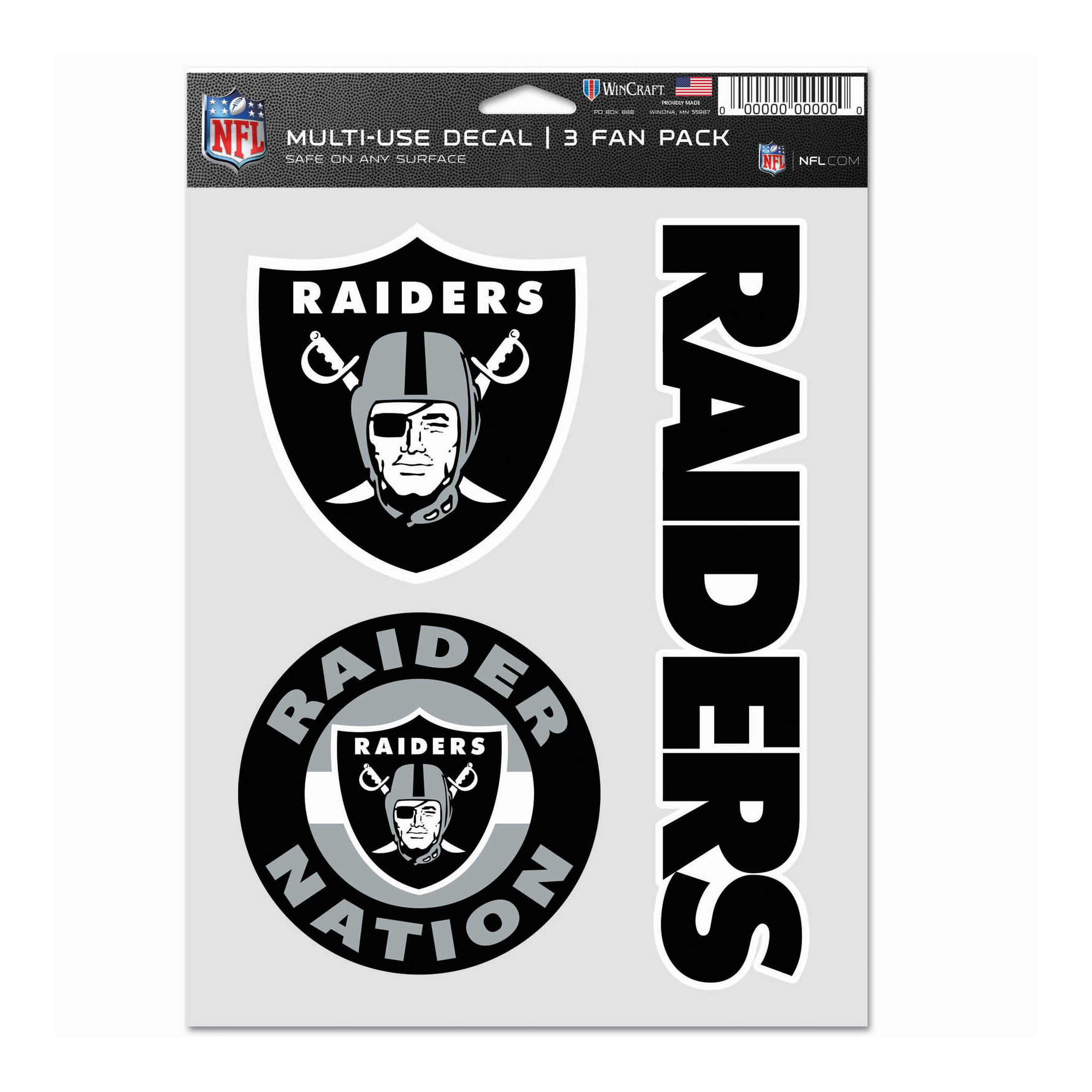 5 Inch 5 sizes and 3 colors to choose from Raiders Window Sticker Vinyl Decal Perfect for Las Vegas and Oakland fans 