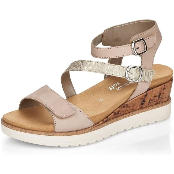 Remonte Women's R6156-60 Lolita Wedge Sandal, Beige, 37 EU