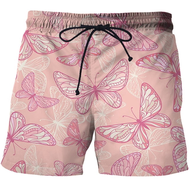 Pantalones cortos informales de secado rápido para hombre, Shorts con estampado clásico de mariposa de dibujos animados, tabla de playa para correr, surf con cordón Fivean unisex