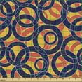 thumbnail image 2 of Abstract Fabric by the Yard, Overlapping Circles in Vibrant Colors Intersecting Repeating Big Small Ring Shapes, Upholstery Fabric for Dining Chairs Home Decor Accents, Multicolor by Ambesonne, 2 of 5