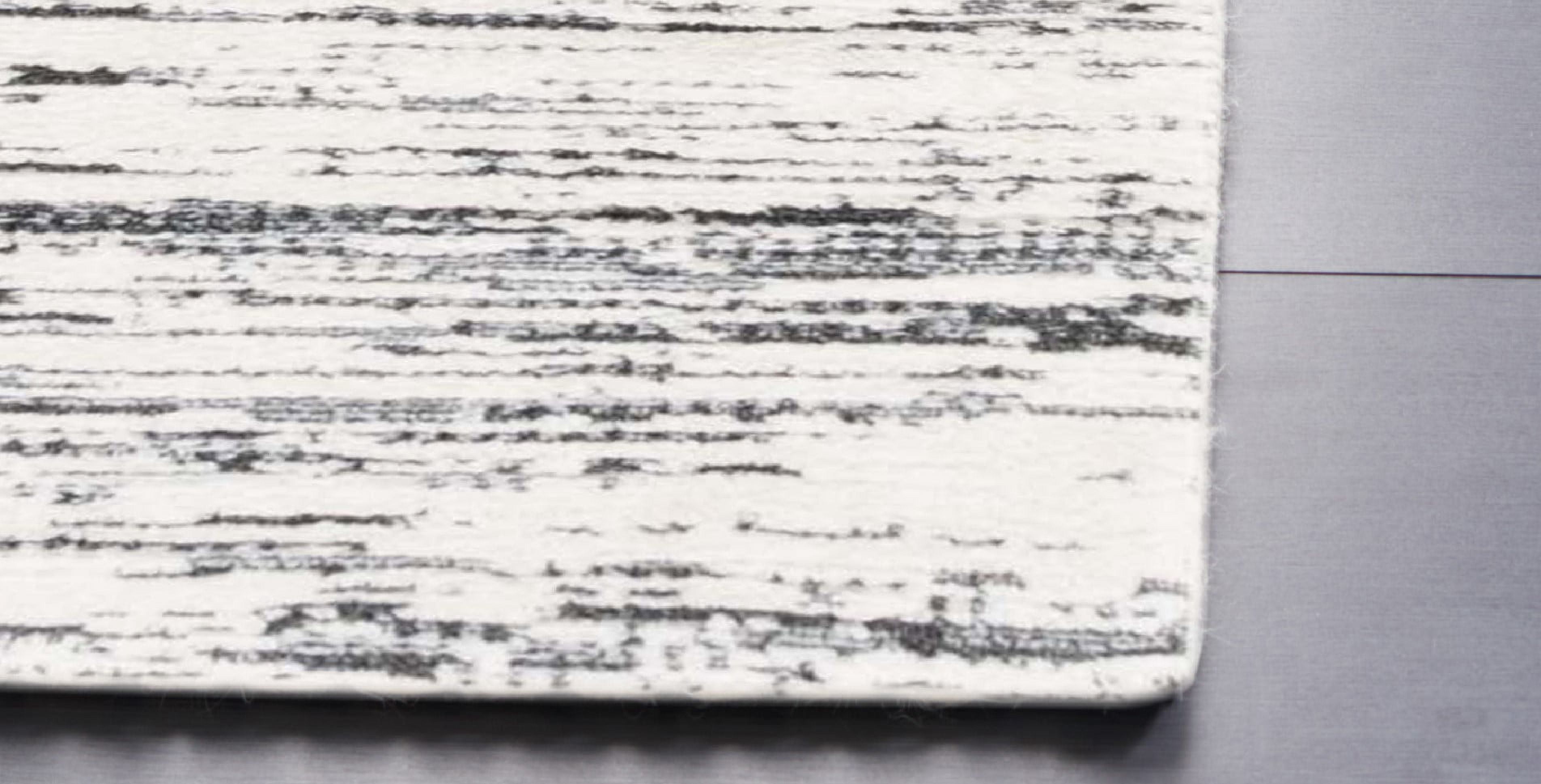 SAFAVIEH Alamo Olga Stripe Area Rug, Charcoal/Ivory, 6'7" x 6'7" Square