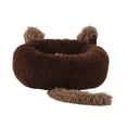 thumbnail image 4 of Cama redonda para gatos y perros con calefacción, base antideslizante y cojín, cómoda y confortable. Café 70cm, 4 of 9