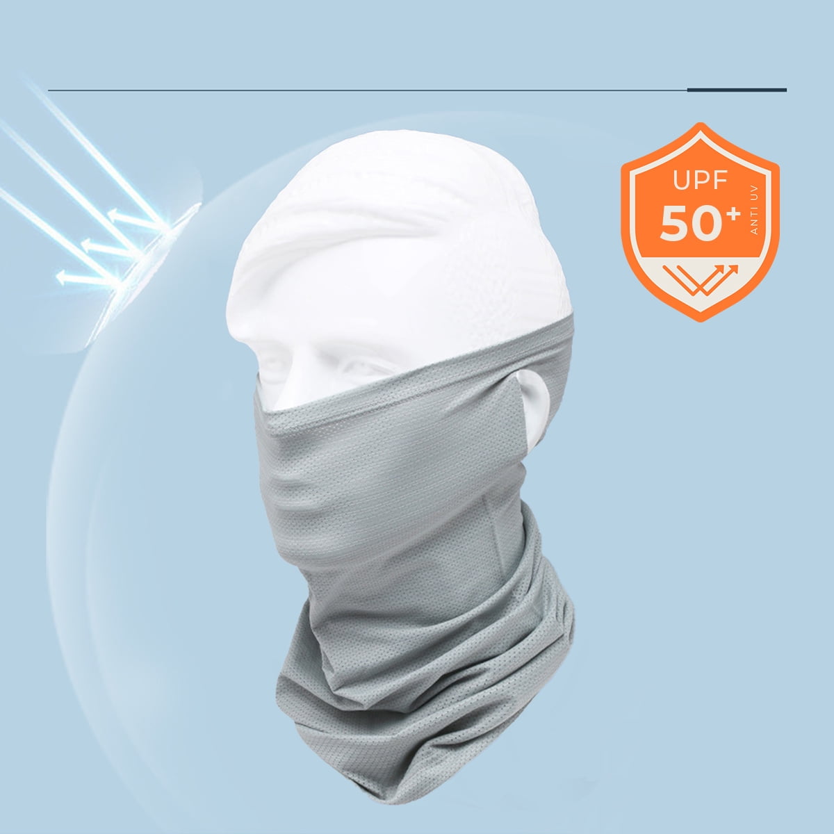 Summer Face Covers for Men Women UV Masks Hot Weather Cooling Face Mask Breathable Quick Dry Sun Protection Headcover Light Gray