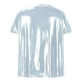 thumbnail image 5 of Posijego Women's Metallic Shiny Shirts Sparkly Short Sleeve T-Shirts Club Evening Party Tops Clubwear, 5 of 6
