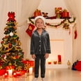 thumbnail image 2 of Family Pjs Matching Sets Christmas Velour Pjs Long Sleeve Button down Festival Party Sleepwear Warm Pjs Matching Pjs for Family, 2 of 5