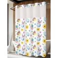thumbnail image 2 of No Hook Shower Curtain with Snap-in Liner, Easter Waterproof Fabric Bathroom Curtains, Spring Watercolor Bunny Eggs Daisy Flowers Bath Curtains & Mesh Top Window Stall 48"x72", 2 of 9