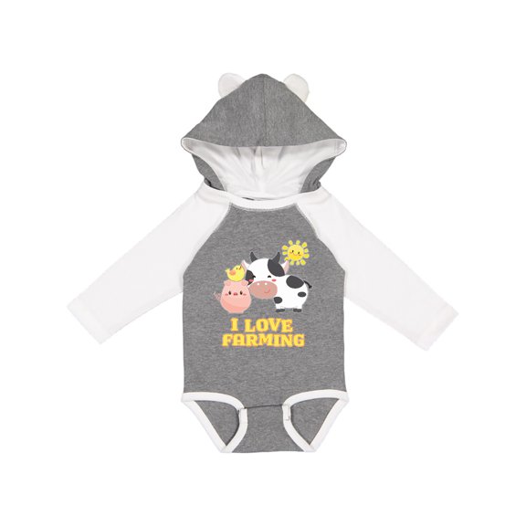 Inktastic I Love Farming- farm animals Boys or Girls Long Sleeve Baby Bodysuit