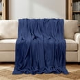 thumbnail image 3 of Sm:)e Navy Blue Blanket, Super Soft Flannel Fuzzy Plush Cozy Blanket, 50x60 Inch, 3 of 12