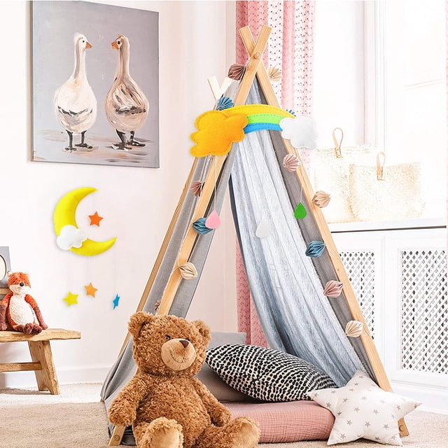 Nubes colgantes de techo móviles, decoración de techo con nubes de arcoíris, nubes flotantes de fieltro portátiles y duraderas, decoración de habitación colgante