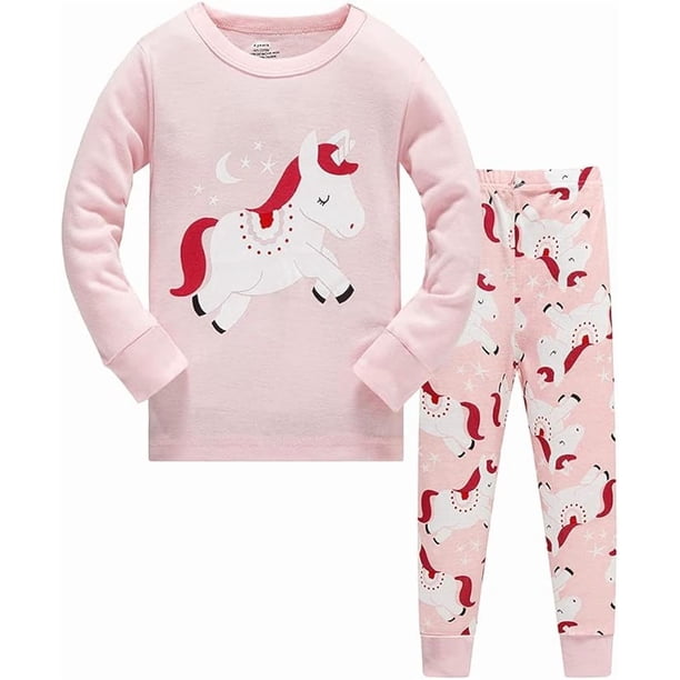 Conjunto de pijama navideño para niñas, ropa de dormir para bebés, ropa de dormir con estampado de animales, pijama de invierno de manga larga, conjunto de 2 piezas, regalo de Navidad para niños