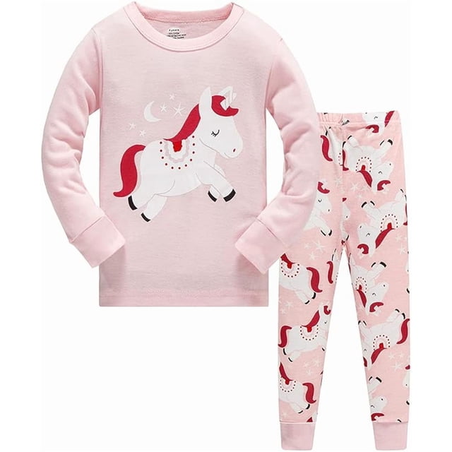Conjunto de pijama navideño para niñas, ropa de dormir para bebés, ropa de dormir con estampado de animales, pijama de invierno de manga larga, conjunto de 2 piezas, regalo de Navidad para niños