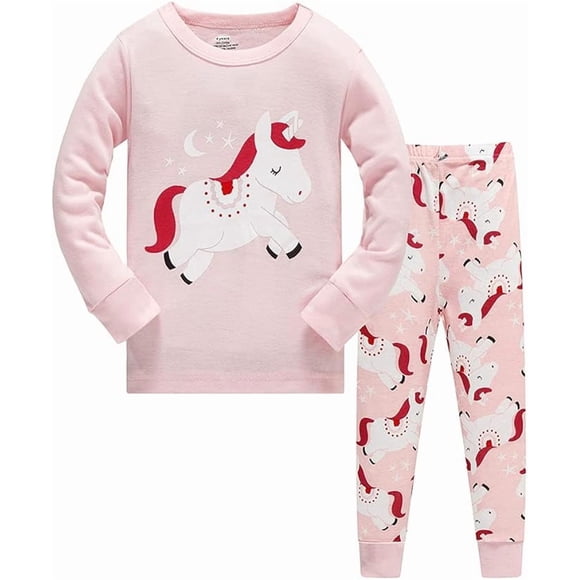 Conjunto de pijama navideño para niñas, ropa de dormir para bebés, ropa de dormir con estampado de animales, pijama de invierno de manga larga, conjunto de 2 piezas, regalo de Navidad para niños