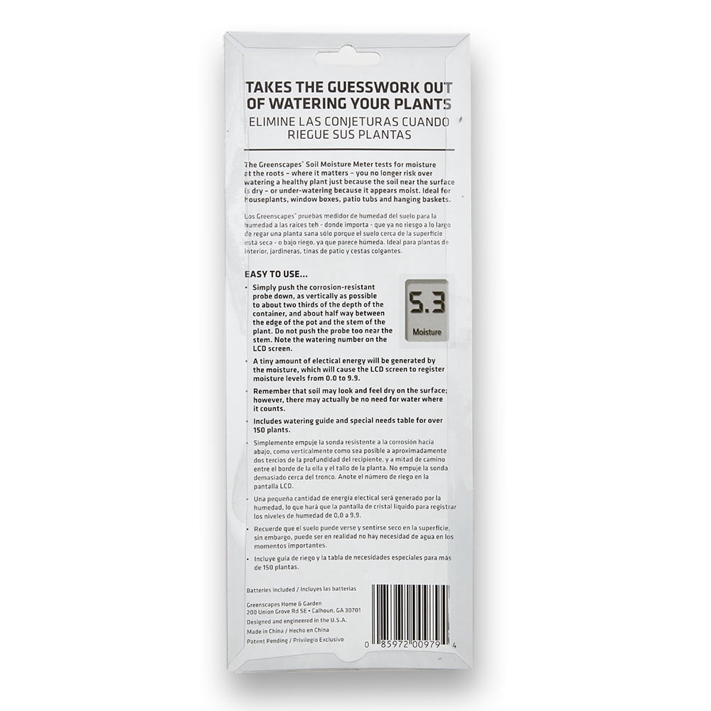 Greenscapes Digital Moisture Meter, Includes Soil Moisture Meter Guide, Prevents Over and Under Watering, Includes Batteries