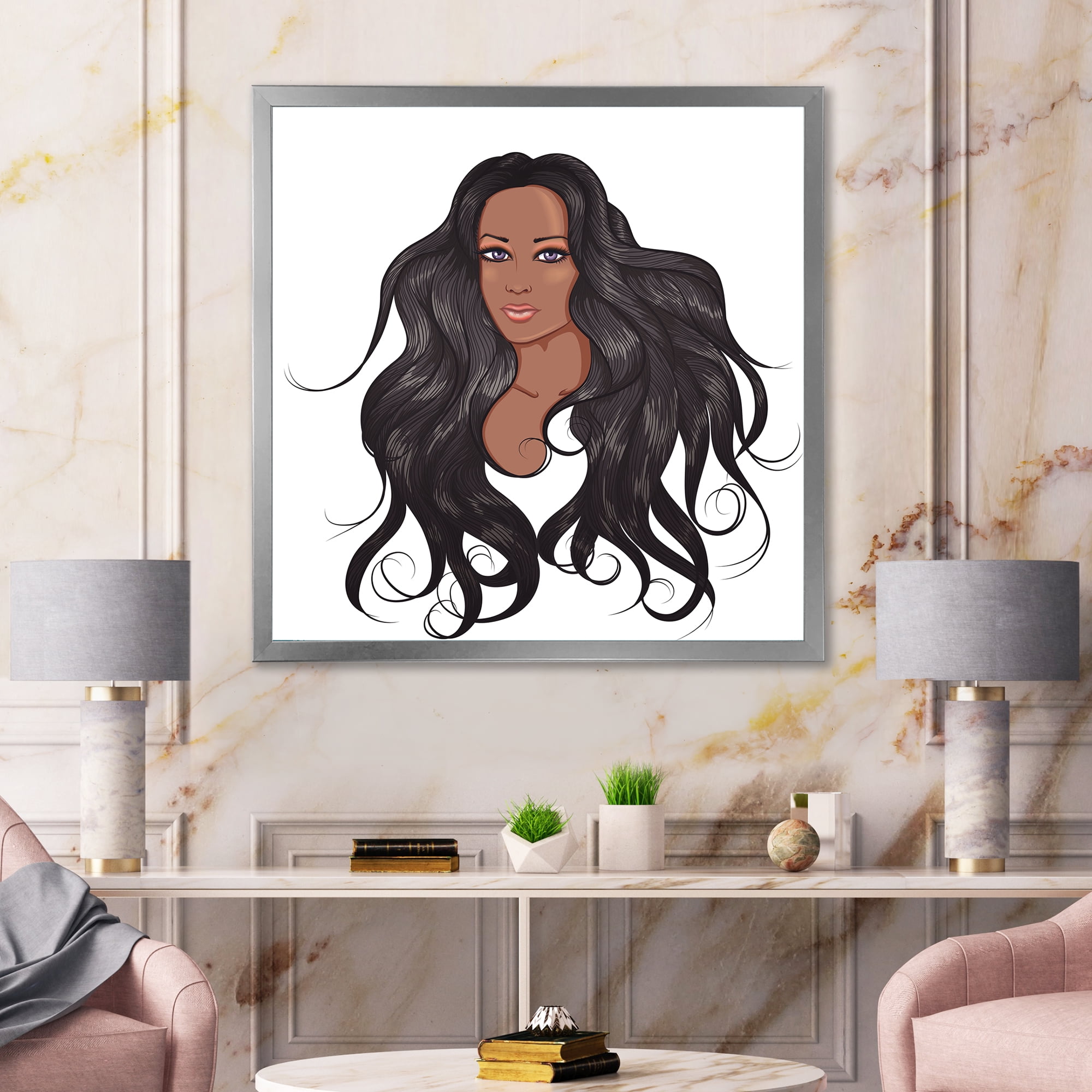 Designart 'Portrait Of Afro American Woman XV' Modern Framed Art Print