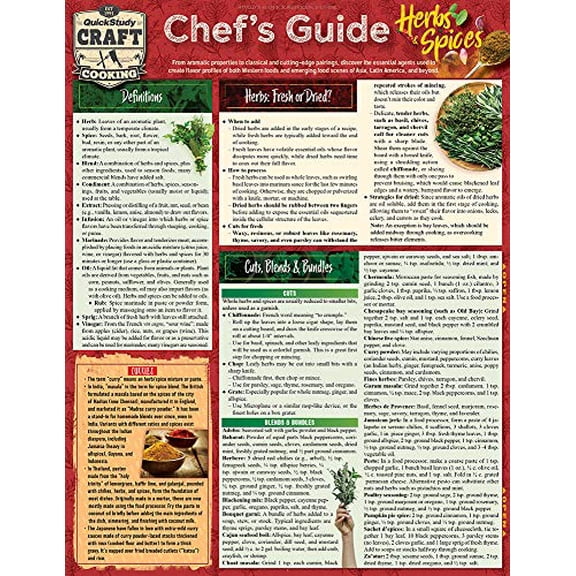 Pre-Owned Chef's Guide to Herbs & Spices: a QuickStudy Laminated Reference Guide, 9781423239772, 1423239776, Paperback, Second Edition, Updated & Revised edition