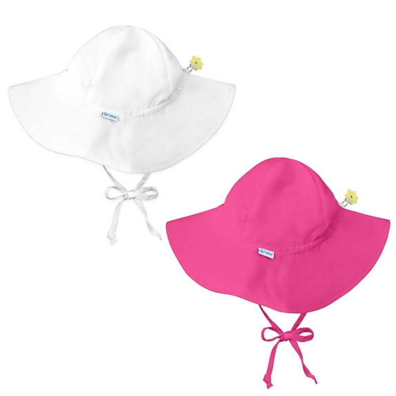 i play Baby and Toddler Brim Sun Protection Hat- White and Hot Pink - 2 Pack