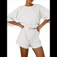 thumbnail image 3 of Conjuntos de Pijama para Mujer, Blusas Extragrandes de 3/4 y Pantalones Cortos con Cintura Elástica, Conjuntos de Estar por Casa. M, 3 of 10