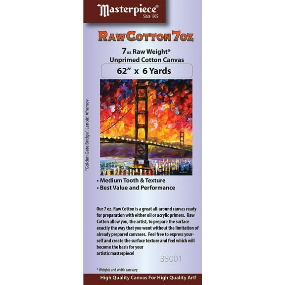 Masterpiece Unprimed Cotton Canvas Roll, 7 oz., 62" x 6 yds.