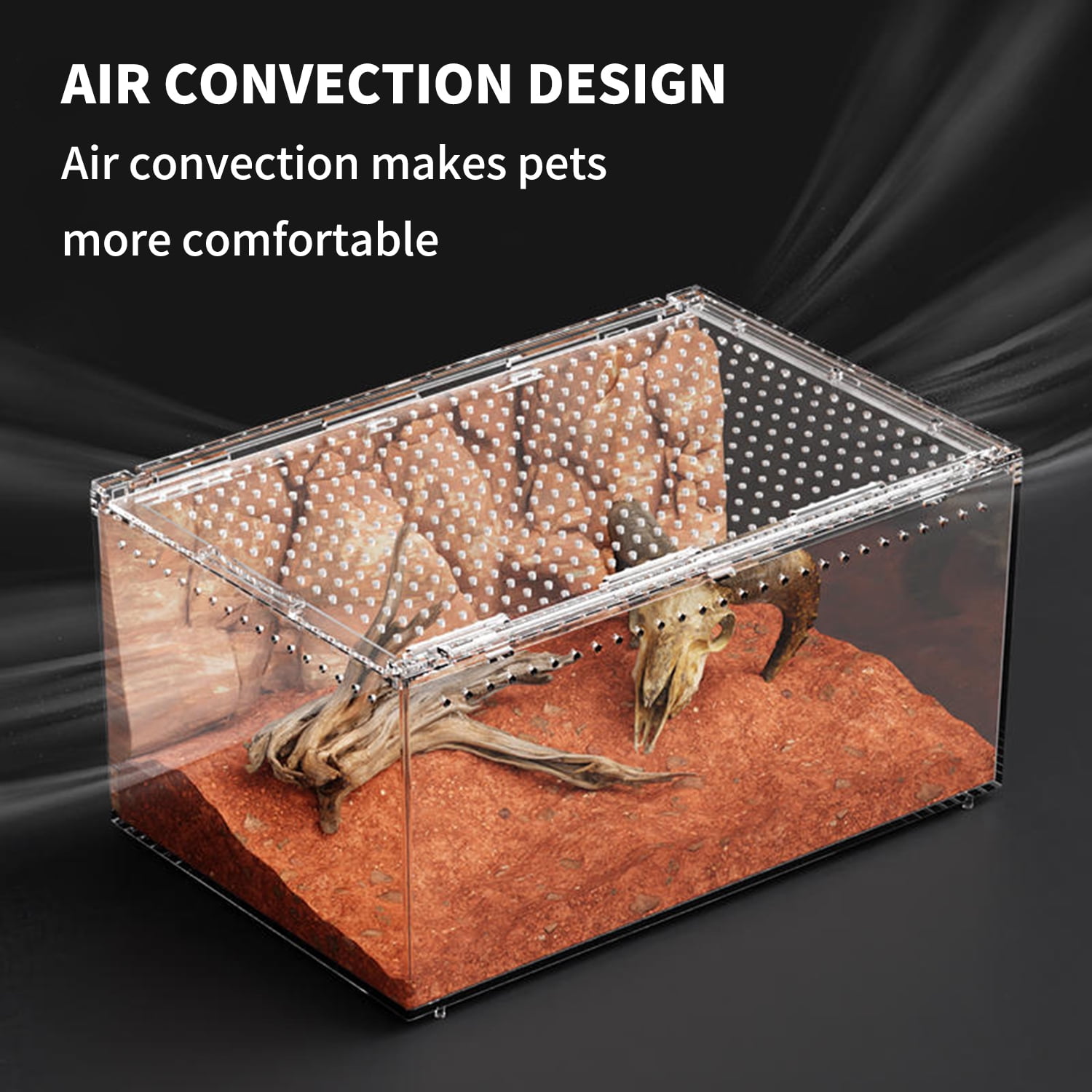 Reptile Terrarium 16" x 10" x 8"， for Insect,Fish,Tarantula,Hermit Crab,Jumping Spider