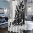 thumbnail image 6 of Gray Dinosaur Fox Shower Curtain, Abstract Animal Vintage City Snowfield Waterproof Shower Curtain Set with 12 Hooks Lightweight Bath Curtains Fabric Bathroom Decor 48x72 Inches, 6 of 9
