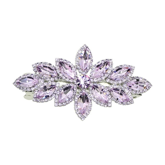 Faship Violet Light Purple Rhinestone Crystal Floral Hair Barrette Clip