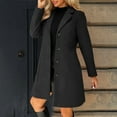 thumbnail image 2 of Breezora Women Wool Blend Trench Coat Stand Collar Single Breasted A Line Mid Length Outerwear for Fall and Winter L Size Black, 2 of 9