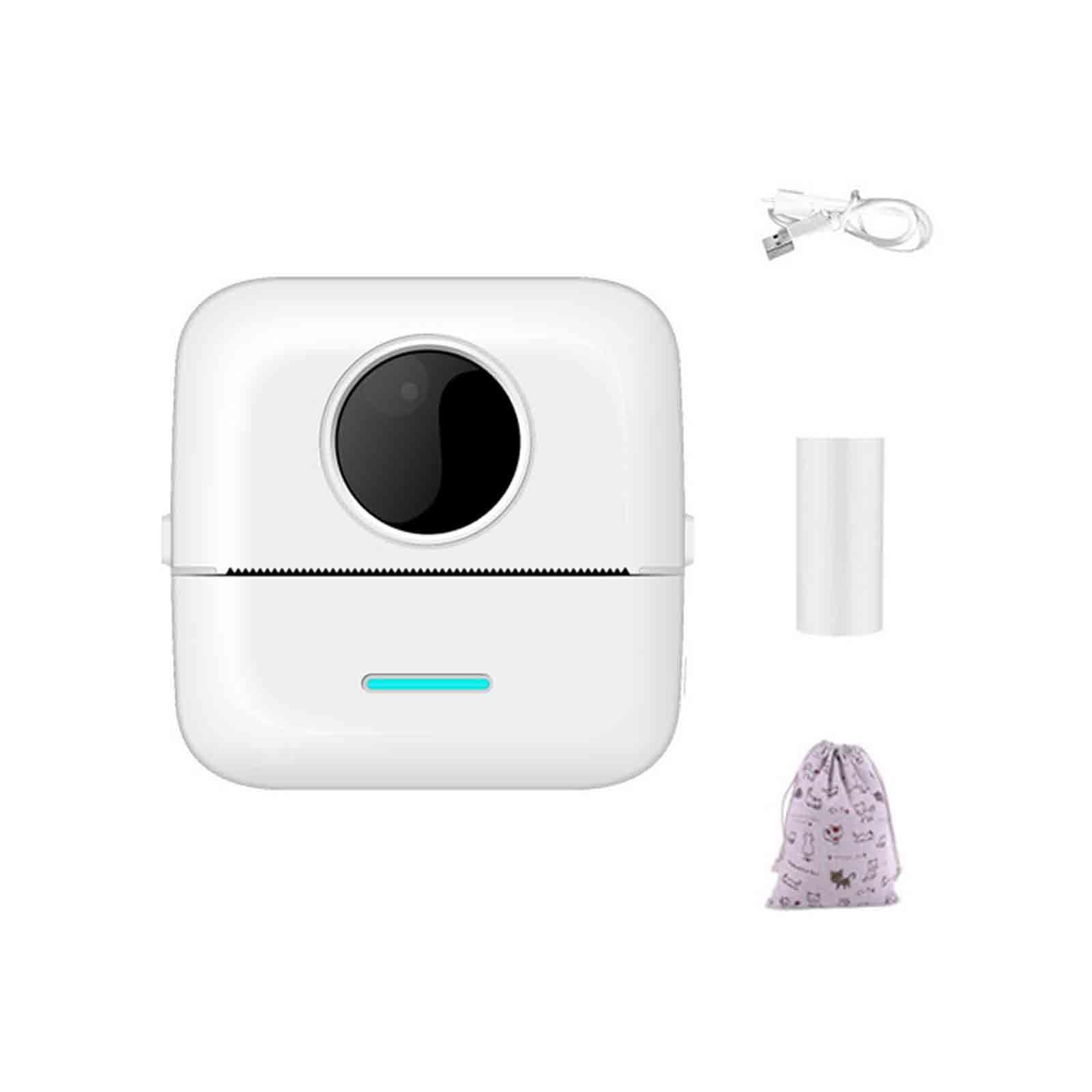 Wzmzjy Mini Portable Printer, Inkless Sticker Printer with 10 Rolls Paper, Mini Thermal