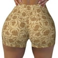 thumbnail image 2 of Daiia Brown Flowers Pattern Women's Workout Shorts Biker Shorts - High Waisted Workout Spandex Tummy Control Gym Running Yoga Shorts-XX-Large, 2 of 8