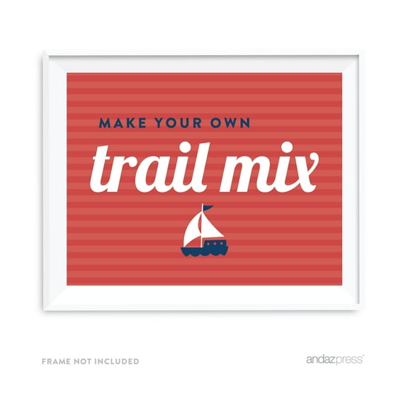 Make Your Own Trail Mix Nautical Ocean Adventure Wedding Party Signs