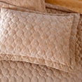 thumbnail image 5 of Chezmoi Collection Embossed Velvet Quilt Set Queen Size, Apricot Orange - Plush Lightweight Soft Octagon Stitched Velvet Bedding Set with 2 Pillow Shams for All Seasons Washed Microfiber Reverse, 5 of 8