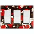 thumbnail image 1 of Metal Light Switch Plate Cover Japanese Flower Pattern Red Wallpaper FLW043, 1 of 13