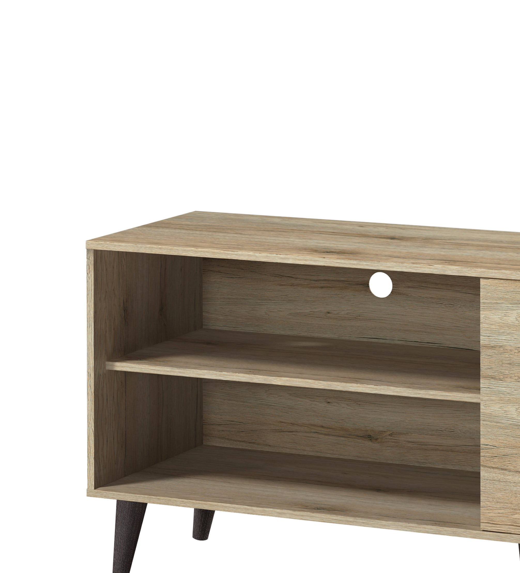 MOONMISS TV Stand for TVs up to 70",with 2 Storage Shelves& 1 Cabinet,Wood Modern Entertainment Centre for TV in Living Room,Oak