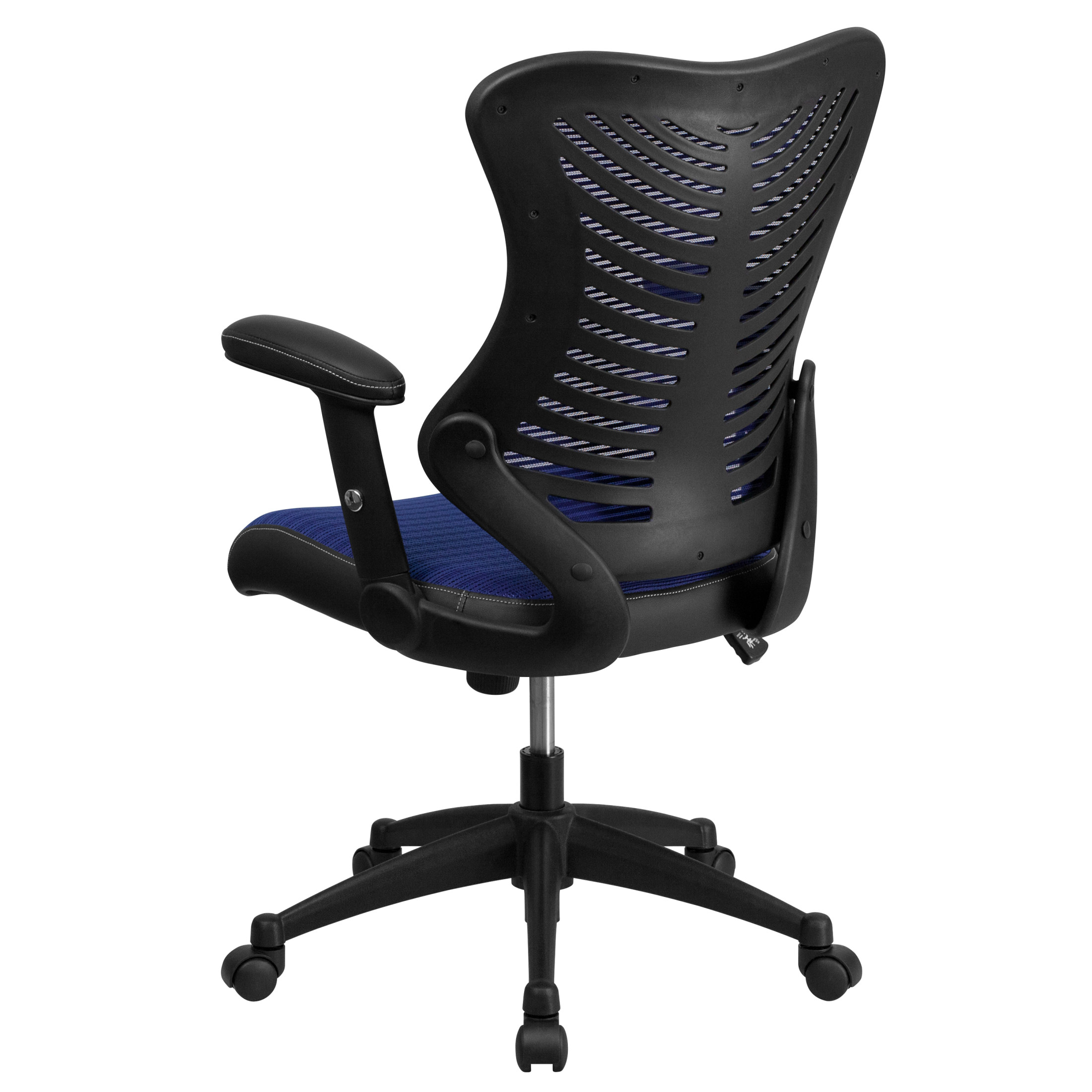 Emma + Oliver High Back Designer Blue Mesh Executive Ergonomic Office Chair with Arms