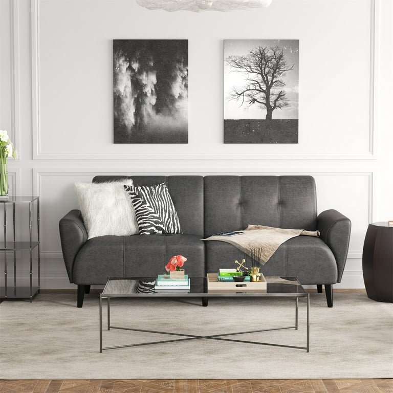 71inch Loveseat Sofa Technology Cloth Tufted Upholstered Sofa with High Elastic Sponge Seats 6 Solid Wood Legs Modern Armed Sofa Couch for Living