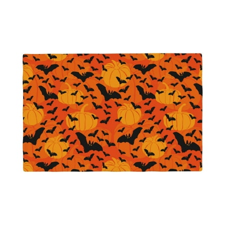 

Placemats Set of 4 / 6 pumpkins bats halloween Placemats for Dining Table Indoor/Outdoors Heat Resistant Washable Placemats 18 x 12