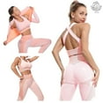 thumbnail image 4 of CORPOAMOR Women's Ribbed Seamless Fitness Clothing, Gym Outfit and Yoga Workout Set Jacket, Sports Bra and High Waisted Leggings 3 Piece Set (Pink, Small), 4 of 8