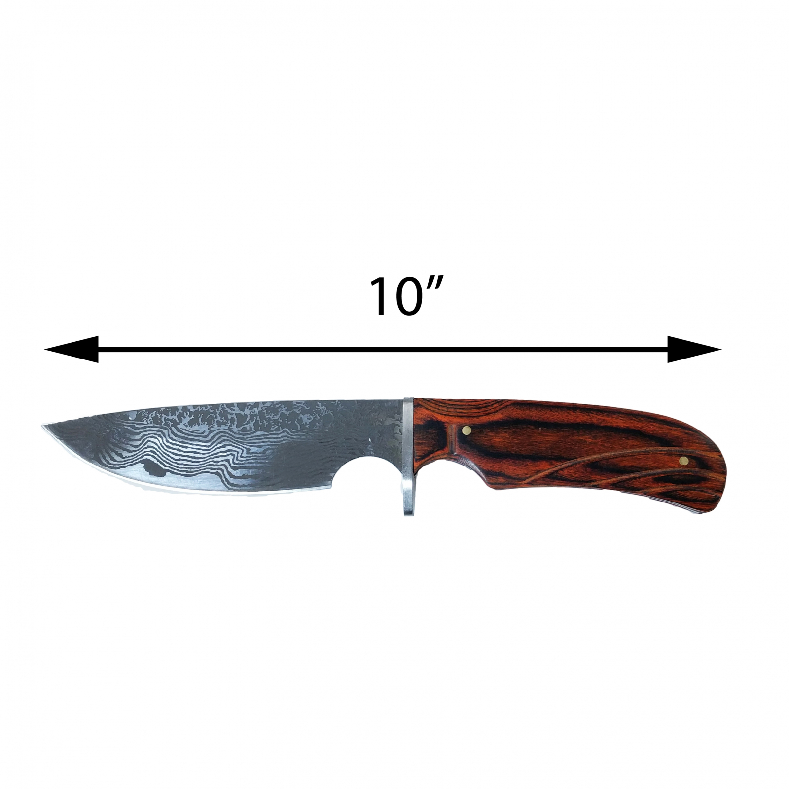 ASR Outdoor 10 Inch Full Tang Hunting Knife Wooden Handle Damascus Etched Design
