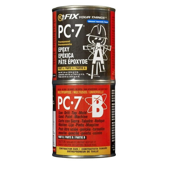 PC Products PC-7 Epoxy Adhesive Paste, Two-Part Heavy Duty, 4 lb in Two Cans, Charcoal Gray 647776
