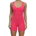 thumbnail image 2 of Wyongtao Women's Shorts Jumpsuits Backless Yoga Rompers One Piece Ribbed Spaghetti Strap Exercise Romper,Hot Pink L, 2 of 9