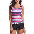 thumbnail image 1 of Traje De Baño De Mujer, Traje De Baño Con Estampado De Rayas De Cuello Redondo Slim Fit Para Fiesta En La Playa, 1 of 7