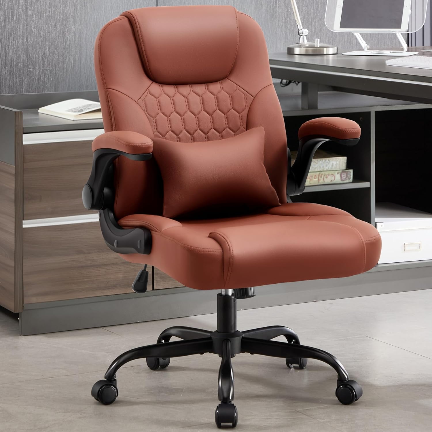 leather office chair swivel lumbar product