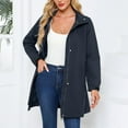 thumbnail image 4 of SWSMCLT Women's Hooded Raincoat Lightweight Slim Fit Full Zip Long Rain Jacket Trench Coat Waterproof Rain Coats Casual Anoraks Long Sleeve Outerwear Dark Blue 14, 4 of 5