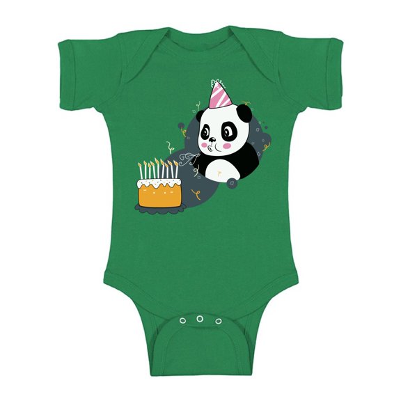 Awkward Styles Panda Birthday Bodysuit Short Sleeve for Newborn Baby Birthday Party Cute Baby Shower Gifts Funny Panda with a Birthday Cake Outfit Panda One Piece Top for Baby Boy Baby Girl