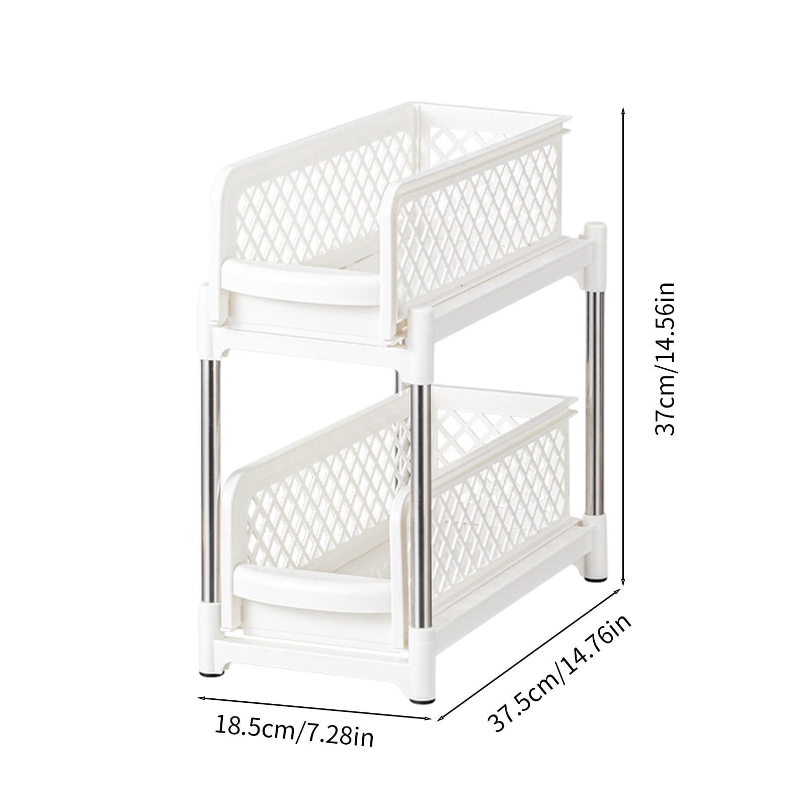 IHXORA under Sink Storage Rack, Pull out Drawer Organizer, Sliding Kitchen Rack for Counter Organization, Laundry Room, Bathroom Cabinet, White, 1 Pc