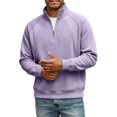 thumbnail image 6 of Men's Casual Loose Fit Sweatshirt with Raglan Stitching and Stand Collar Zipper, Relaxed Pullover for Everyday Wear and Outdoor Activities,Light Purple,2XL, 6 of 6