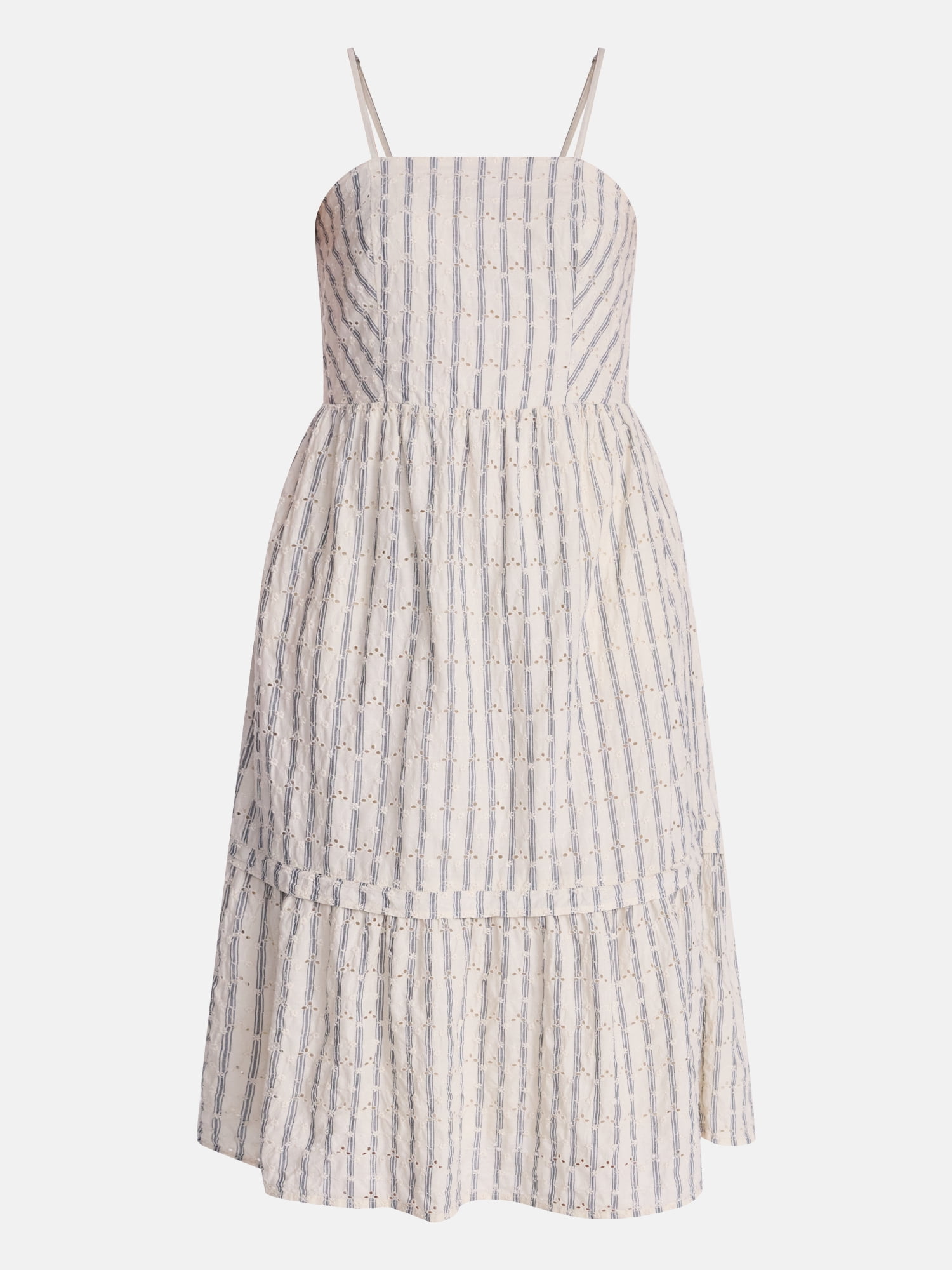 Time and Tru Women's Sleeveless Eyelet Cotton Midi Dress, Sizes XS-XXXL