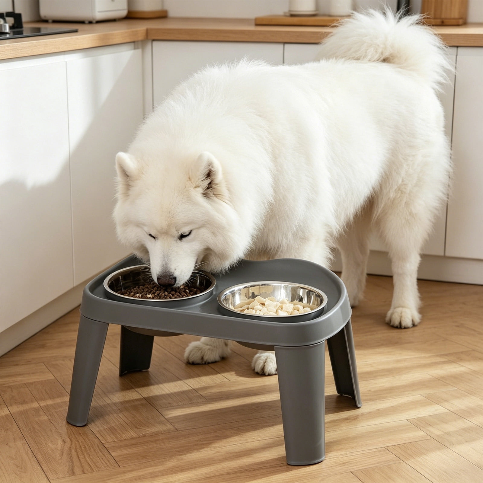 Stainless Steel Elevated Dog Bowls for Large Dogs, Double Raised Feeder with Stand, Neck Protection Food and Water Bowl Set