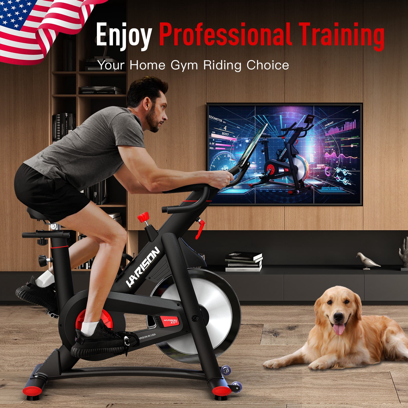 HARISON Magnetic Exercise Bike with Silent Infinite Resistance, 400lbs Capacity Indoor Cycling Bike with Bluetooth & Tablet Holder